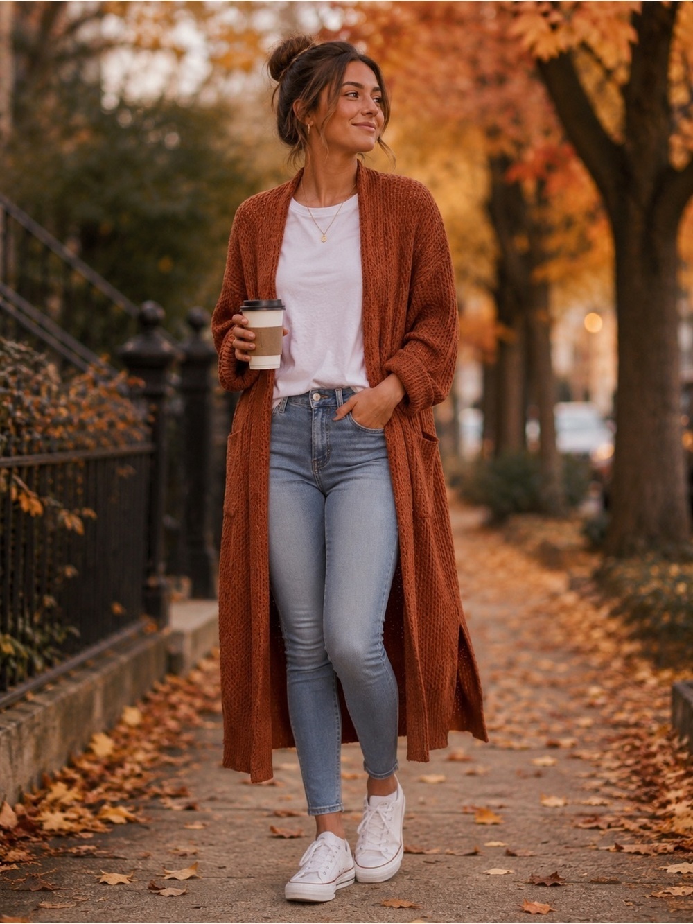 Rust Orange Knit Cardigan